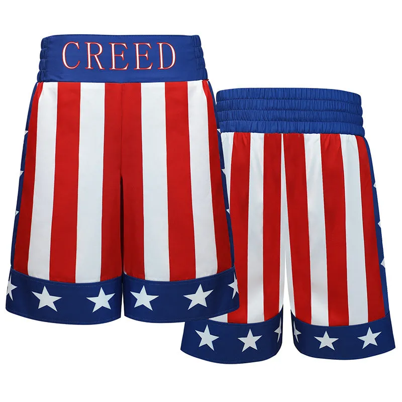 Creed 3 Adonis Creed Cosplay Costume Red Blue Short Robe Halloween Carnival Suit