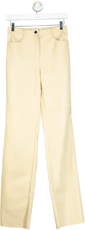 Cult Naked Cream Leather Straight-Leg Trousers UK S