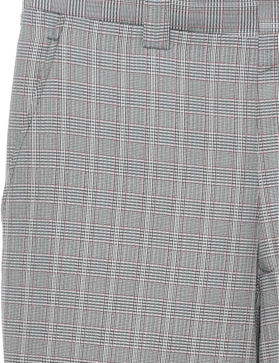Herringbone Tweed Grey Checked Trousers - W28 L32