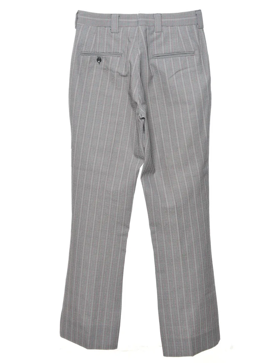 Herringbone Tweed Grey Checked Trousers - W28 L32