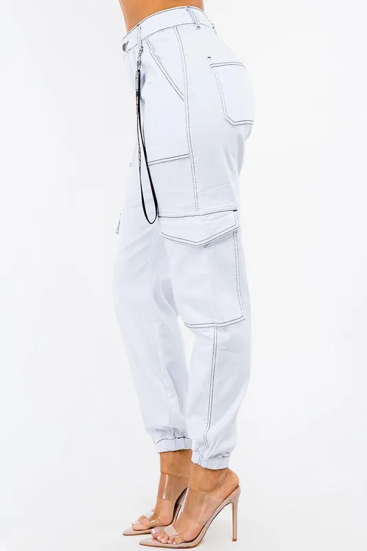 High Waist Good Vibes Cargo Jogger Pants
