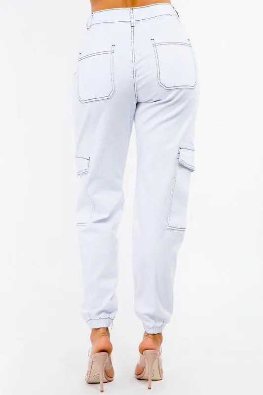 High Waist Good Vibes Cargo Jogger Pants