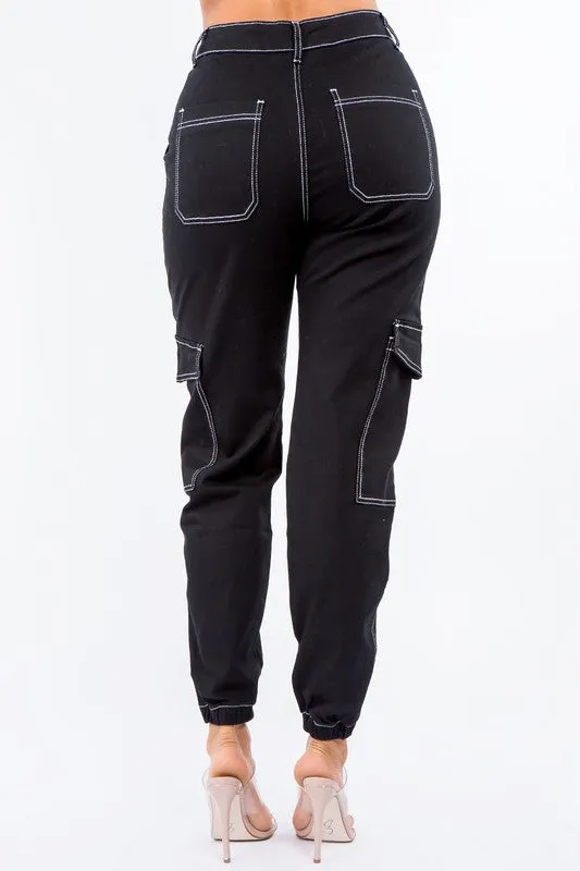 High Waist Good Vibes Cargo Jogger Pants