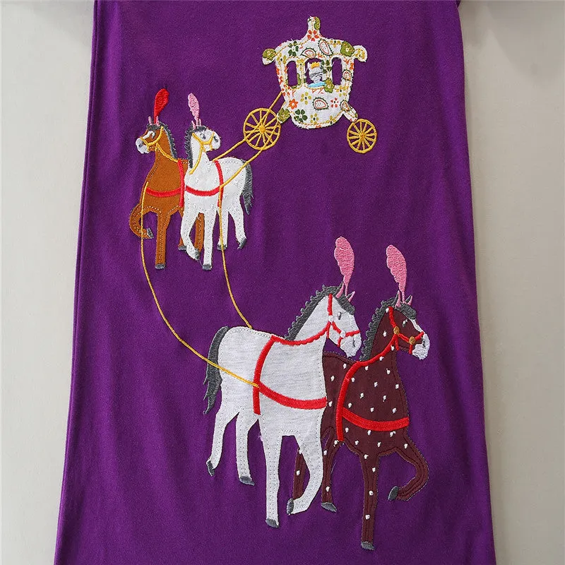 Horse & Carriage Purple Dress, Size 2-7 Yrs
