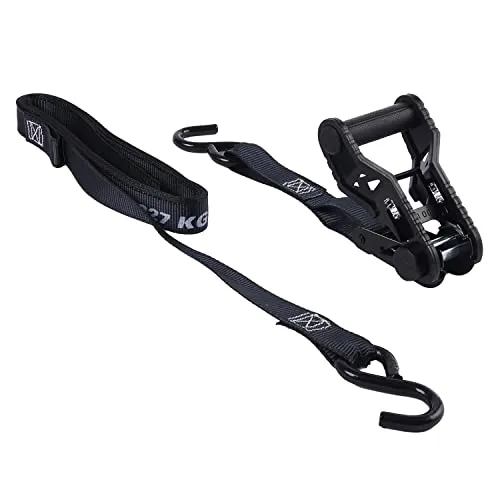 KEEPER 14' Combat Ratchet Tie Down Straps, 2 Pack - Heavy Duty Tie Downs for Cargo with Extreme Webbing - 500 lb. Working Load Limit, Black (85454)