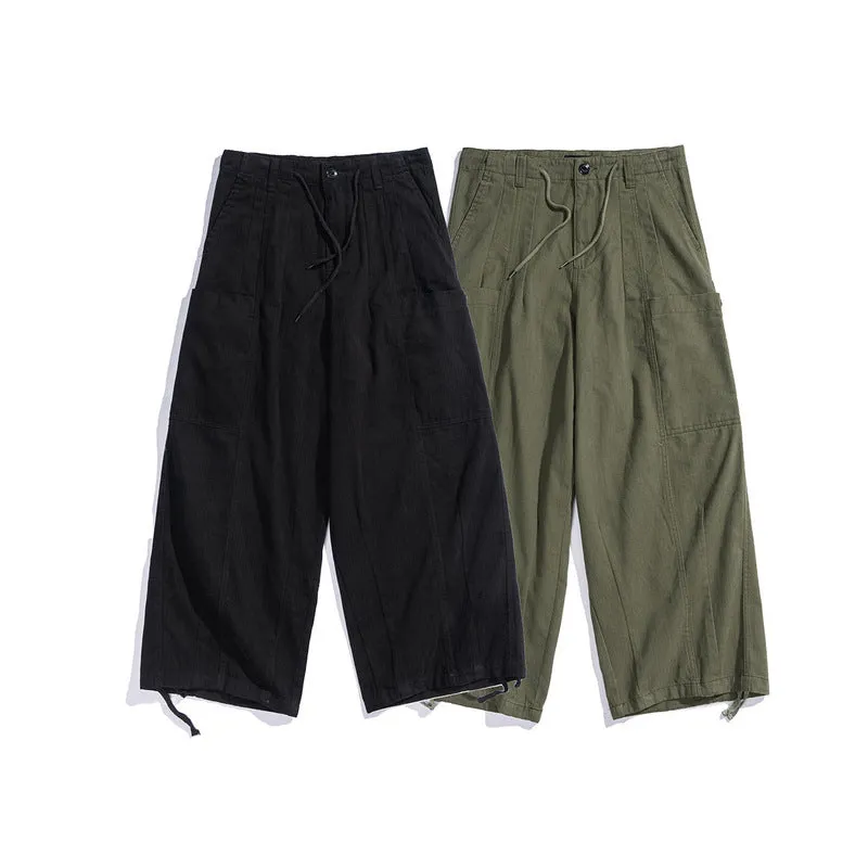 Man Fall Outfits Cargo Pants High Street Retro Straight Cargo Pants Loose Pants Draping Effect Lantern Trousers