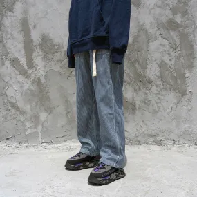 Man Fall Outfits Cargo Pants Vintage Straight Striped Overalls Washed Jeans Unisex Wear