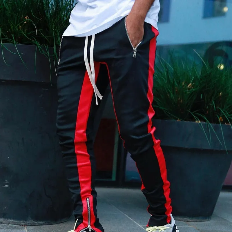Men's Black & Red Joggers Sweatpants