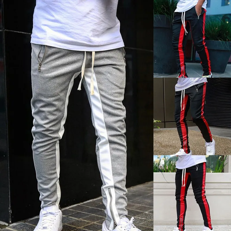 Men's Black & Red Joggers Sweatpants