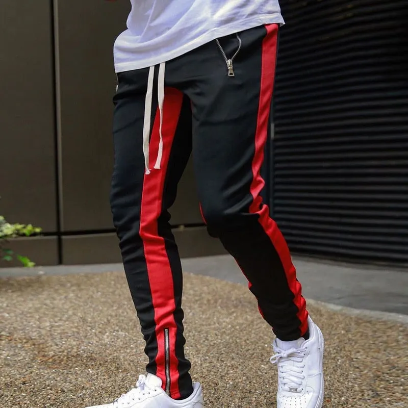 Men's Black & Red Joggers Sweatpants