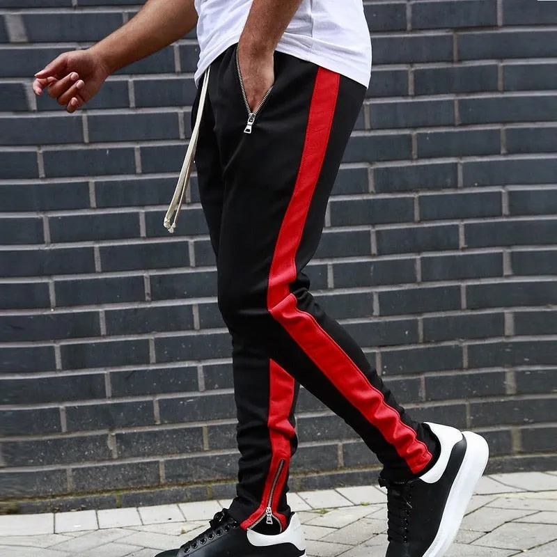 Men's Black & Red Joggers Sweatpants