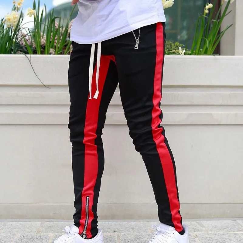 Men's Black & Red Joggers Sweatpants