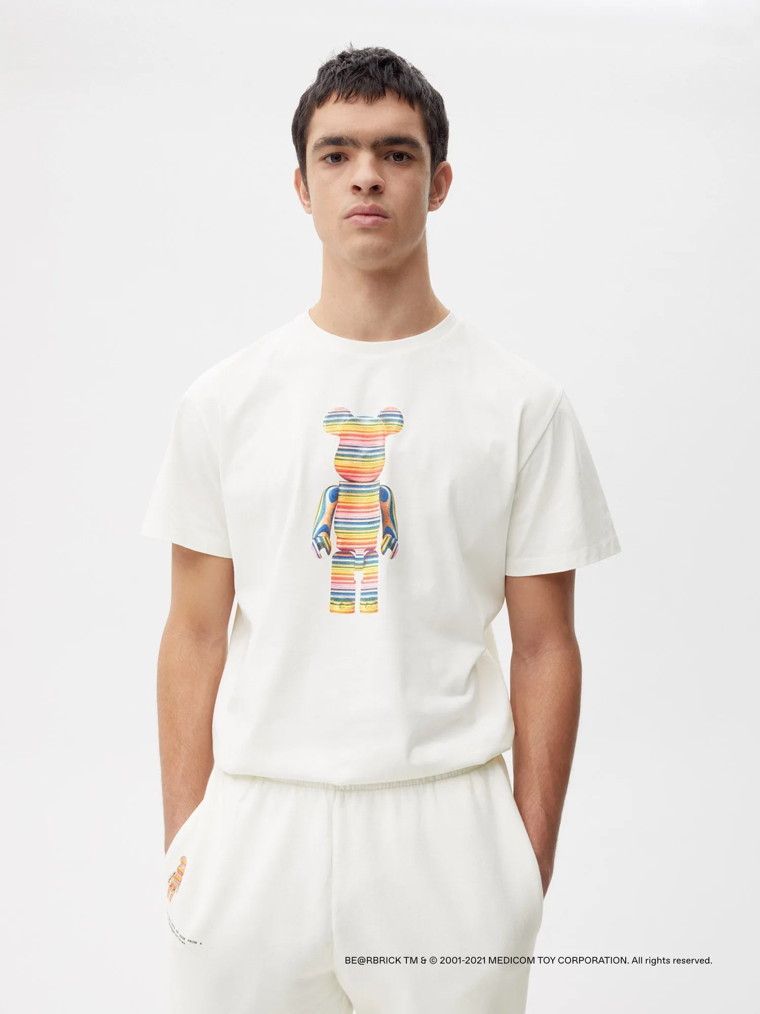Pangaia x Haroshi BE@RBRICK™ Recycled Cotton Track Pants—off-white