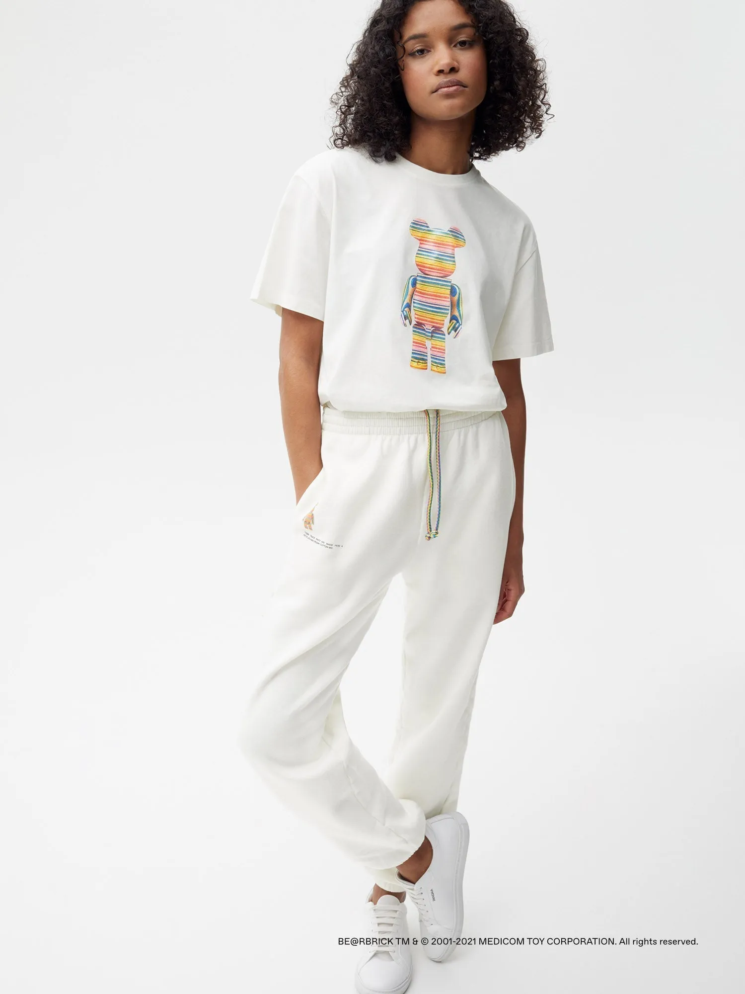 Pangaia x Haroshi BE@RBRICK™ Recycled Cotton Track Pants—off-white