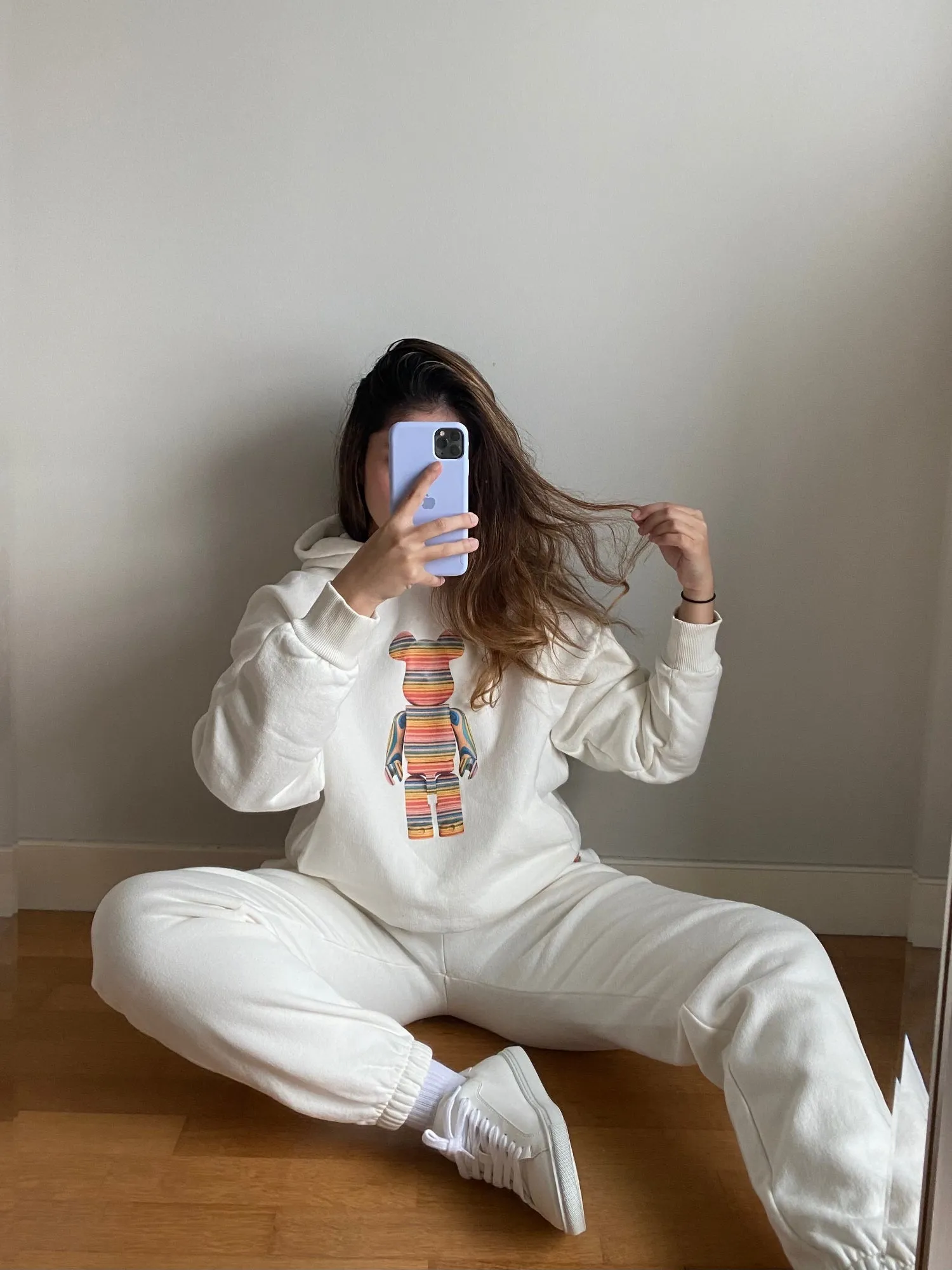 Pangaia x Haroshi BE@RBRICK™ Recycled Cotton Track Pants—off-white