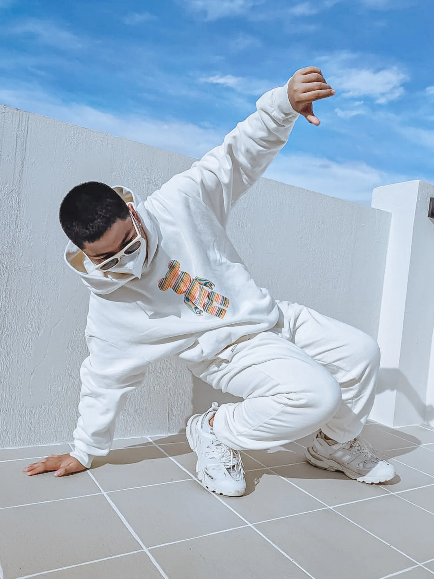 Pangaia x Haroshi BE@RBRICK™ Recycled Cotton Track Pants—off-white