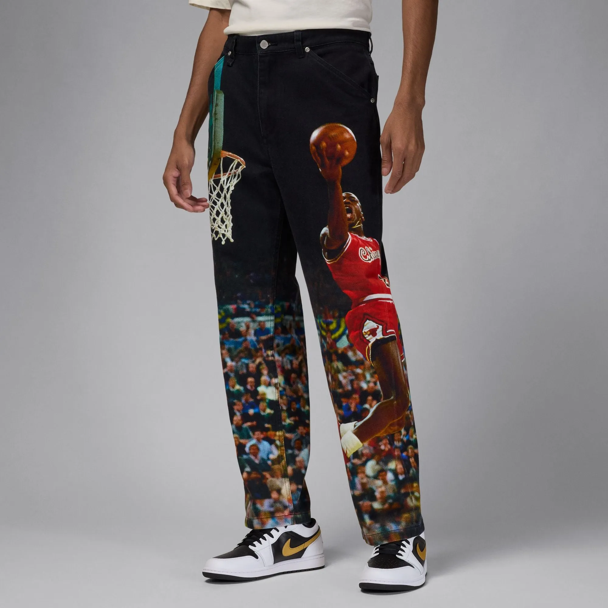 PRINTED TWILL PANTS "BLACK"