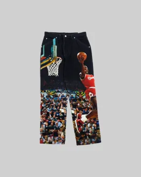 PRINTED TWILL PANTS "BLACK"