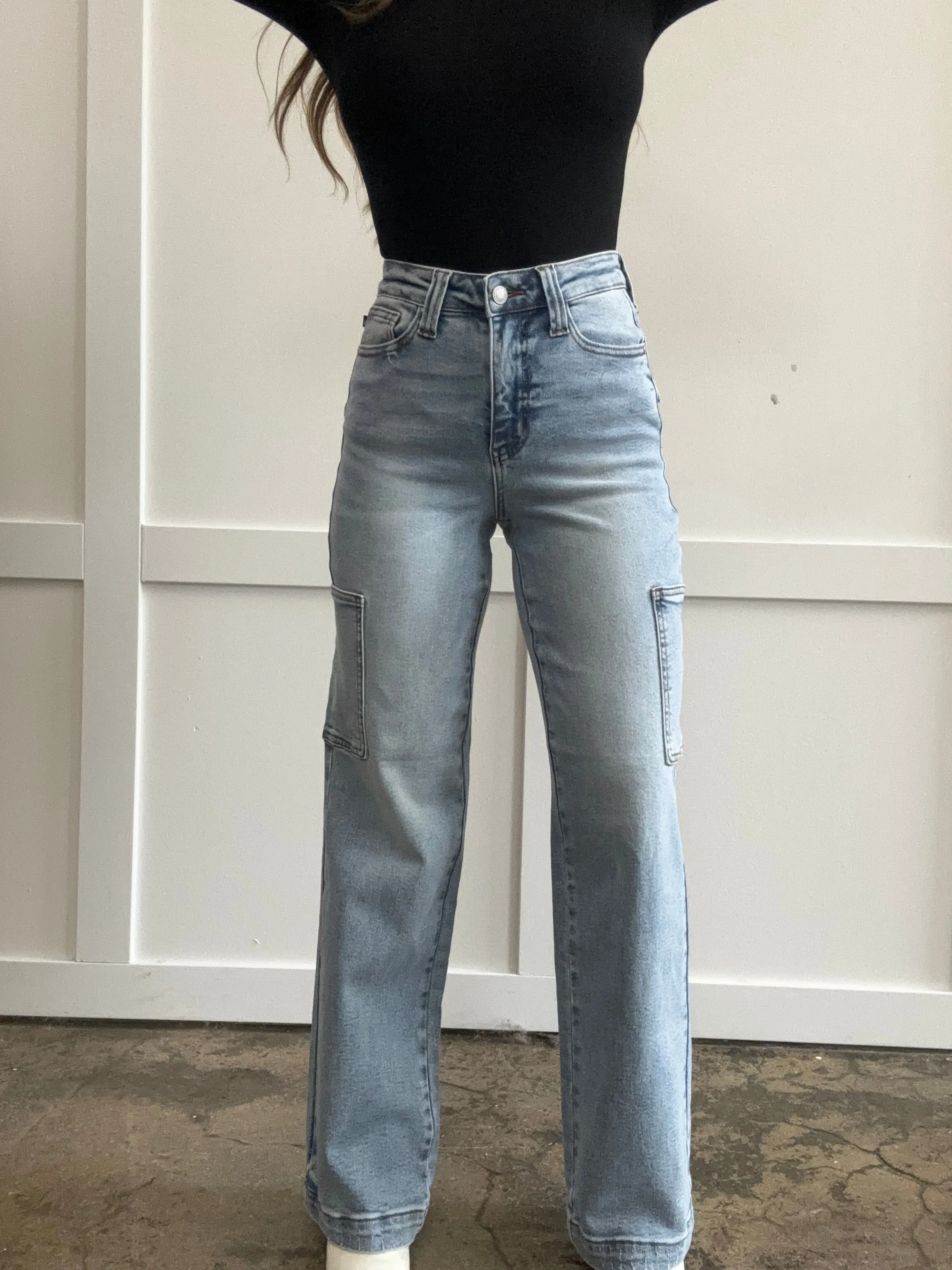 Shelby Judy Blue Cargo Jeans