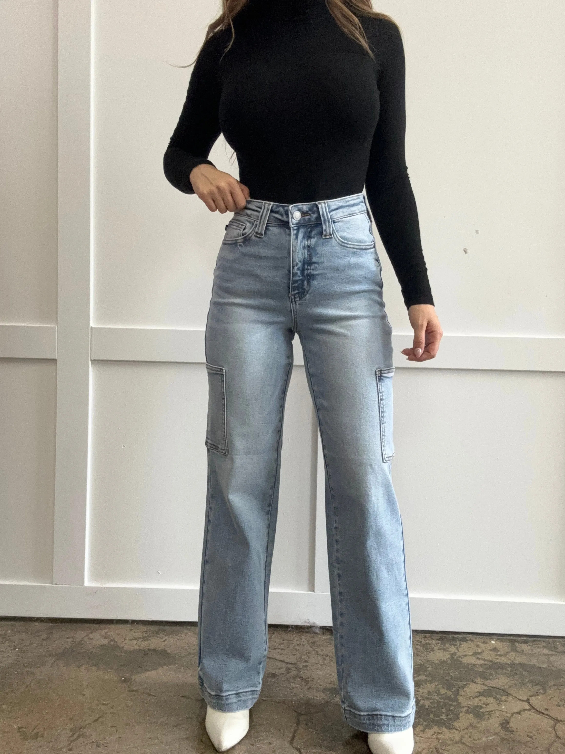 Shelby Judy Blue Cargo Jeans