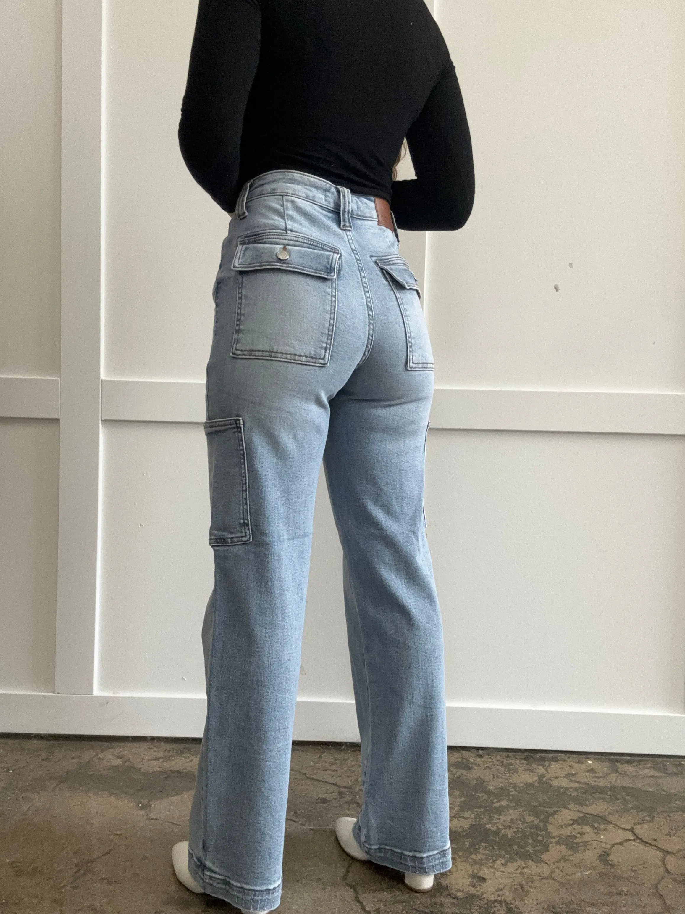 Shelby Judy Blue Cargo Jeans