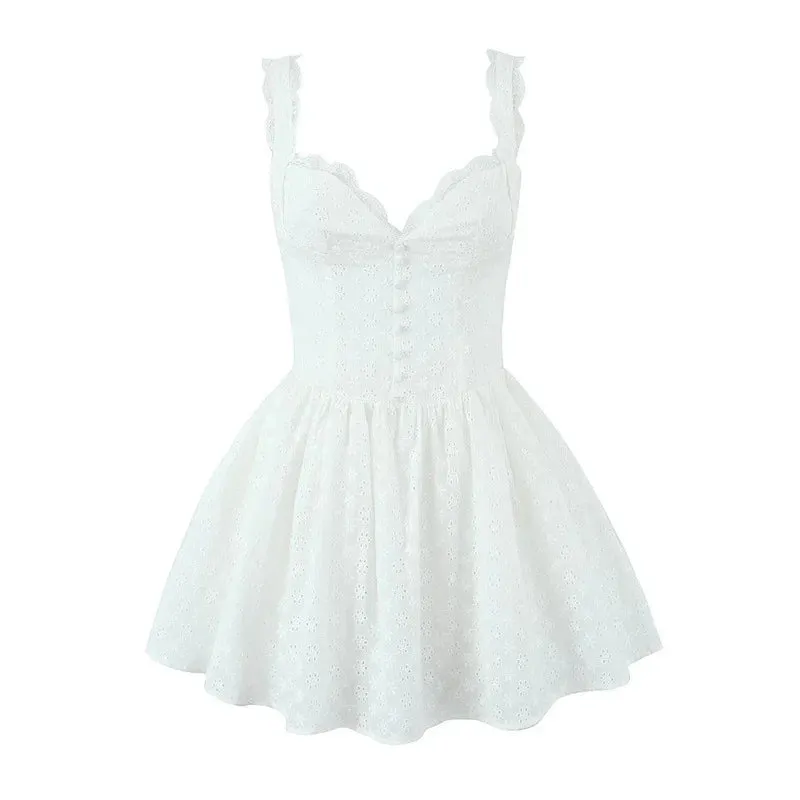 Trend4us Women's Elegant Lace Sweetheart Spaghetti Strap Mini Dress