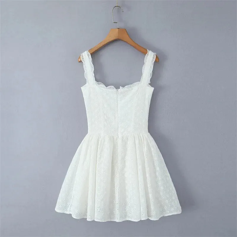 Trend4us Women's Elegant Lace Sweetheart Spaghetti Strap Mini Dress