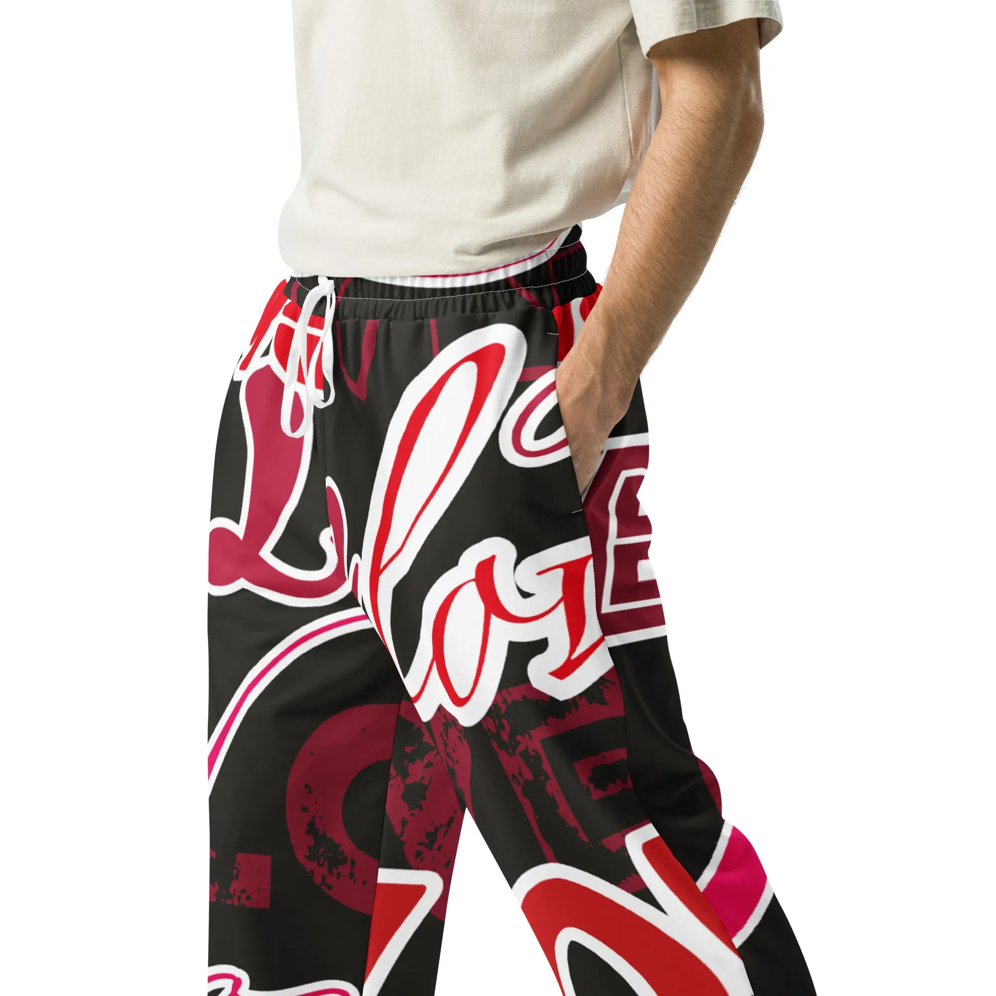 Valentines Day Wide Leg Joggers - Love (Glamourange Valentine Day Gifts Wide Leg Joggers - Design 0015)