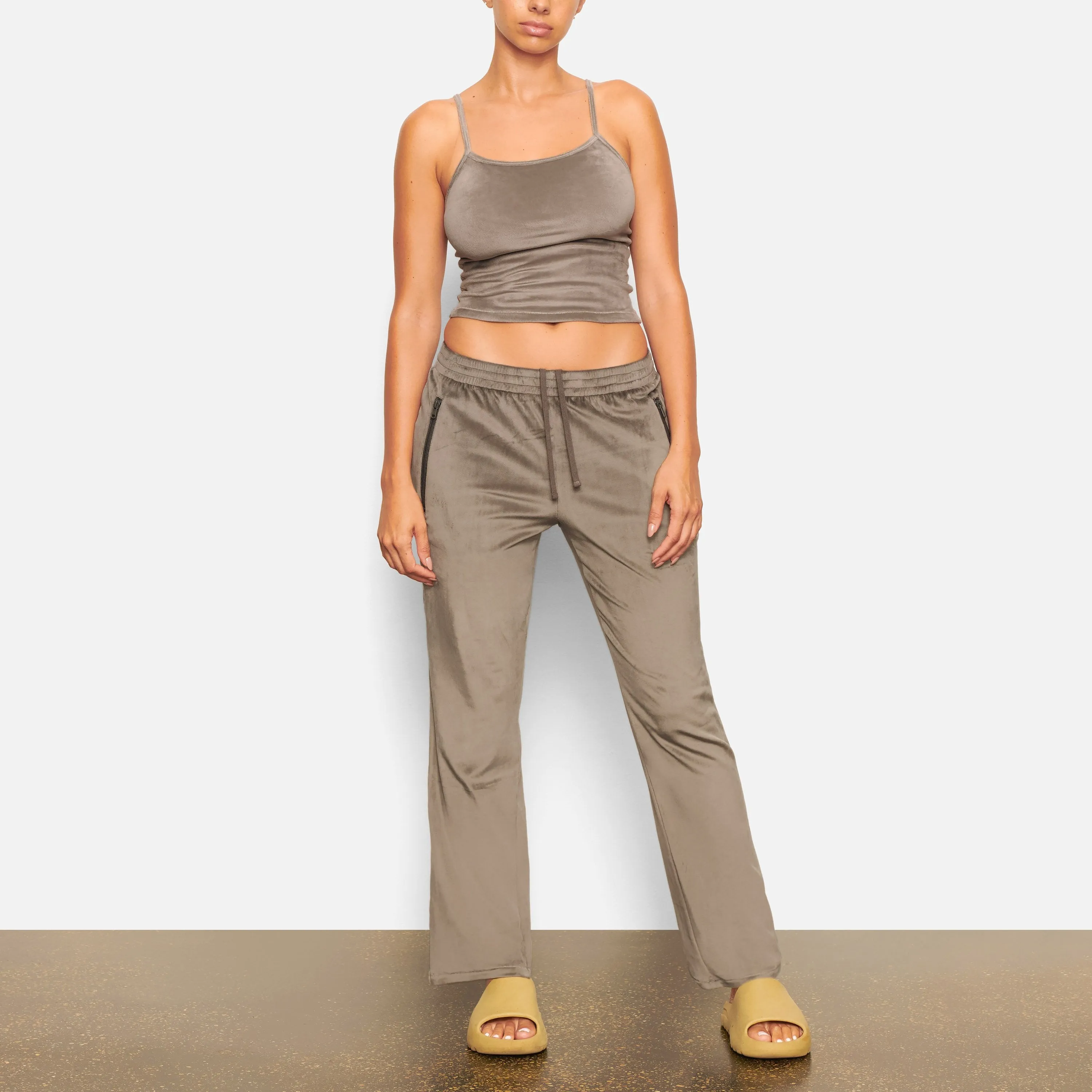 VELOUR TRACK PANT | GUNMETAL